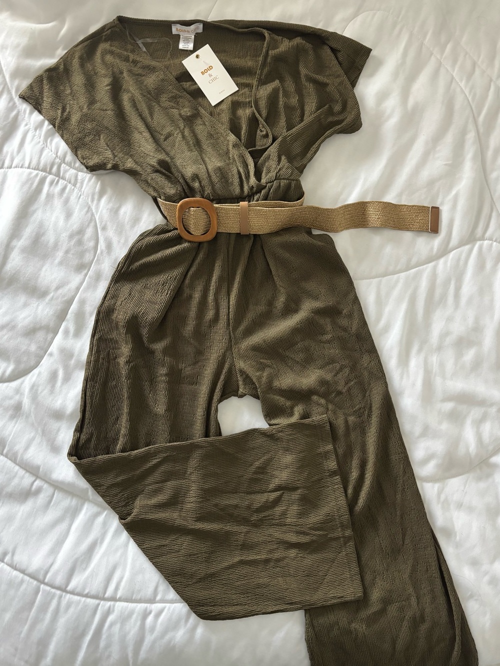 NWT Olive Green Wide-Leg Jumpsuit